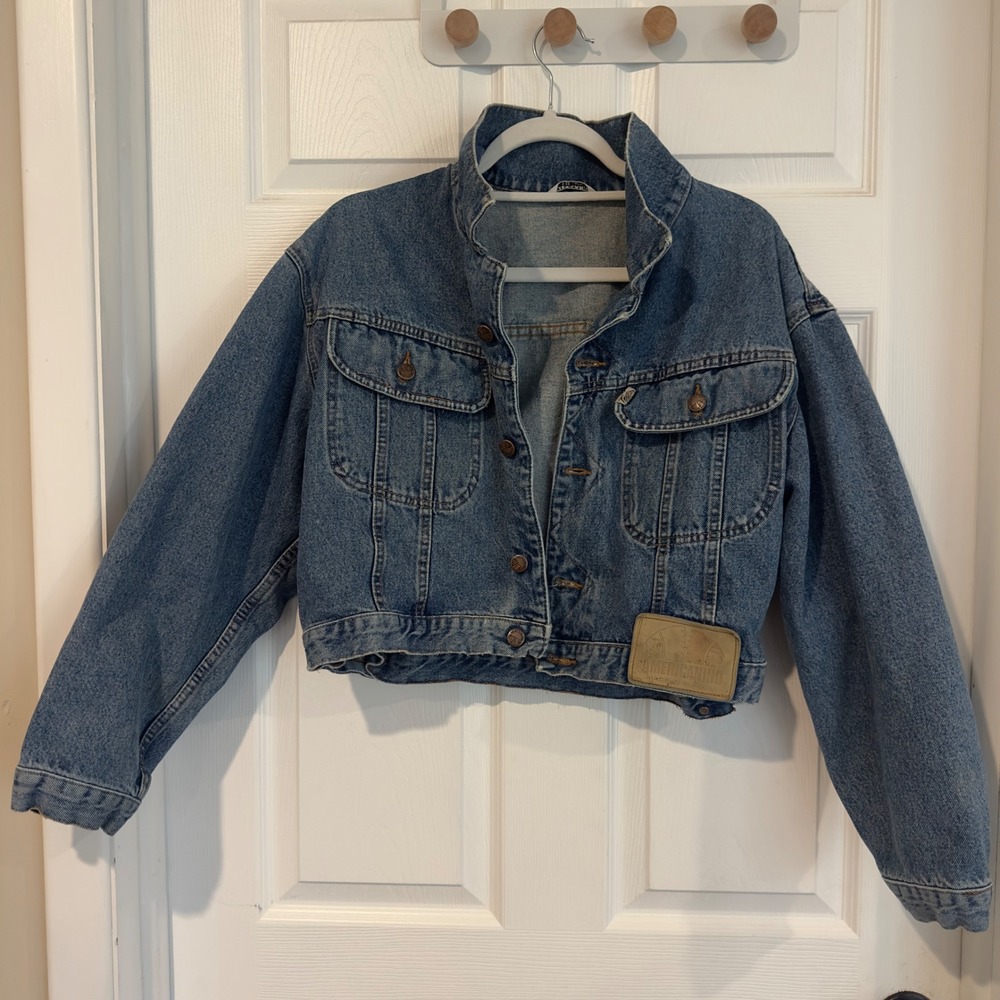 Rare Vintage 80s Americanino Italian Cropped Denim Jacket Boxy Batwing Paninari
